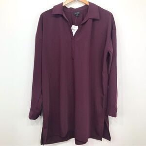 J. Jill Eggplant Purple Easy Care Long Sleeve Pullover Tunic Blouse